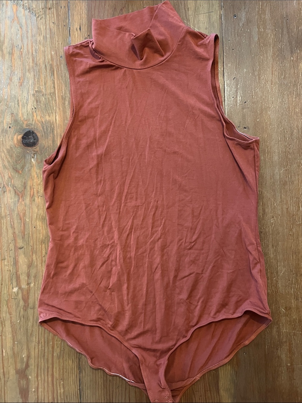 Little Black bodysuit- Sleeveless Turtleneck Bodysuit - Rust